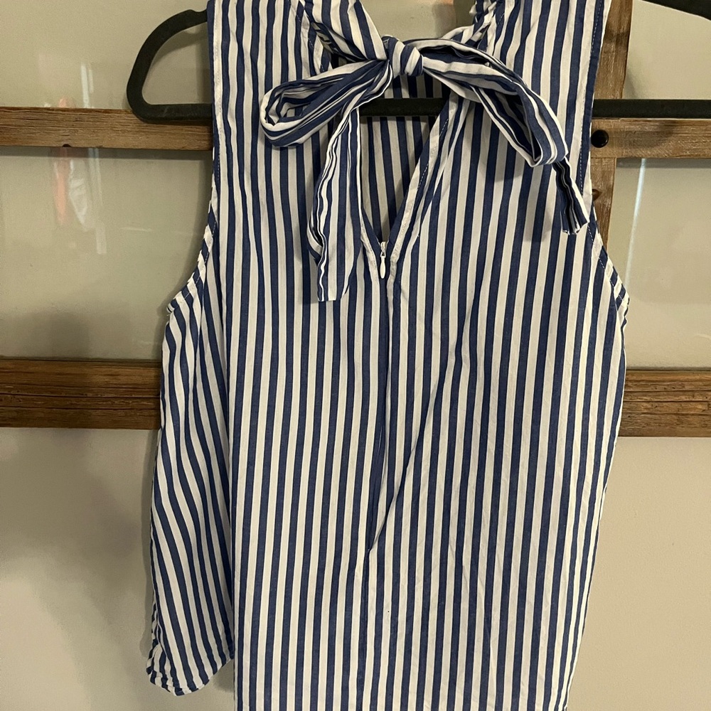 Pomander Place Navy and White Striped Bow Top